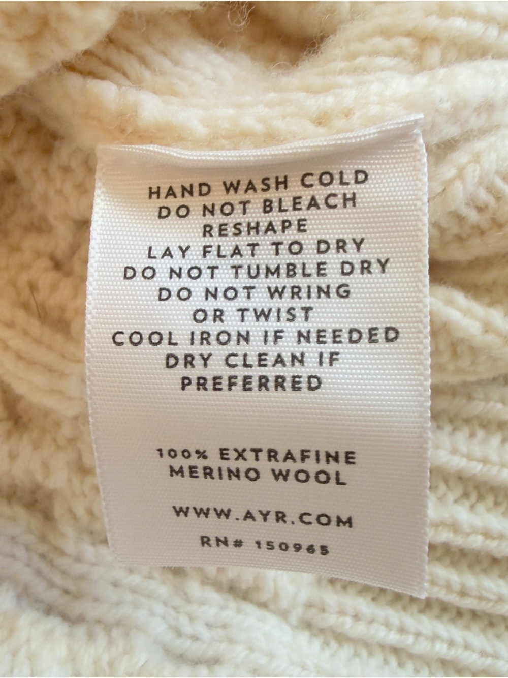 AYR Le Square Cable-Stitch Merino Wool Turtleneck Sweater Cream M - Picture 8 of 10